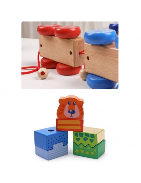 Duży pociąg drewniany zoo