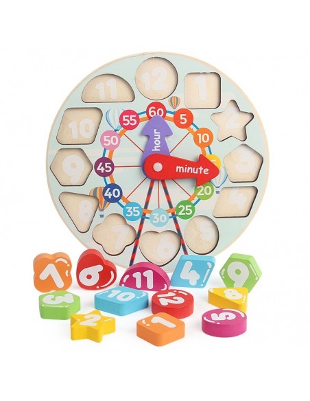 Drewniany zegar edukacyjny nauka liczenia