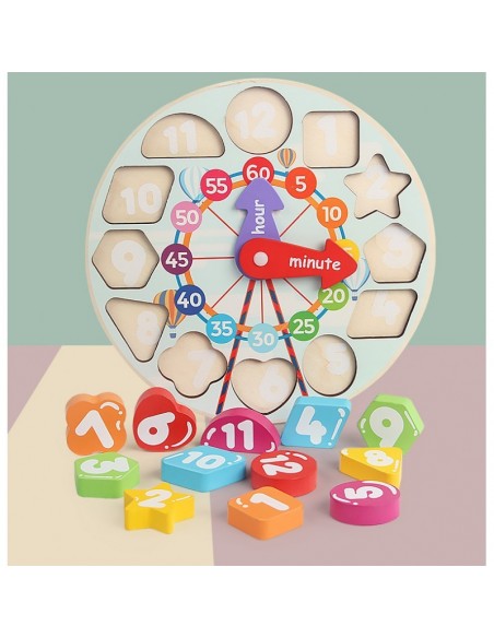 Drewniany zegar edukacyjny nauka liczenia