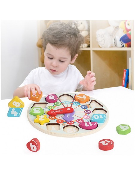 Drewniany zegar edukacyjny nauka liczenia