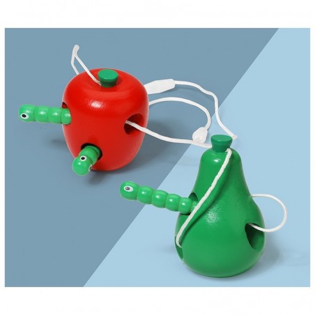 Drewniana przeplatanka owoce i robaki