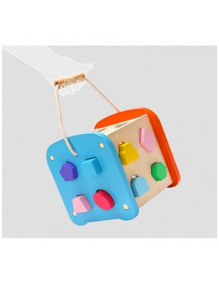 Duża drewniana kostka edukacyjna sorter