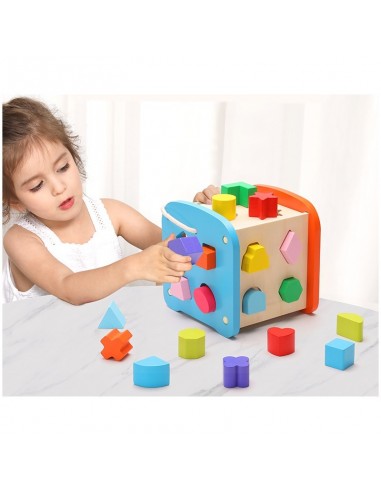 Duża drewniana kostka edukacyjna sorter