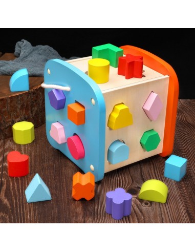 Duża drewniana kostka edukacyjna sorter