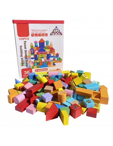 Klocki drewniane ocean 120 szt. w pudełku