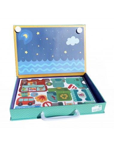 Puzzle magnetyczne pojazdy w walizce tablica