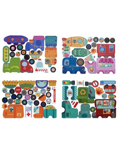 Puzzle magnetyczne pojazdy w walizce tablica