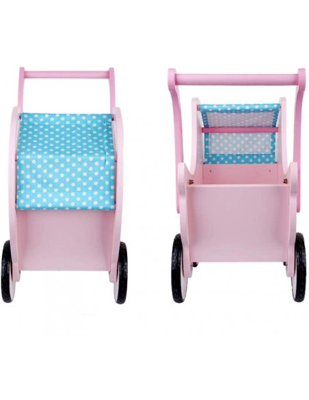 Wózek drewniany różowy