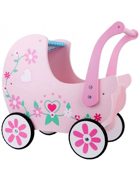 Wózek drewniany różowy