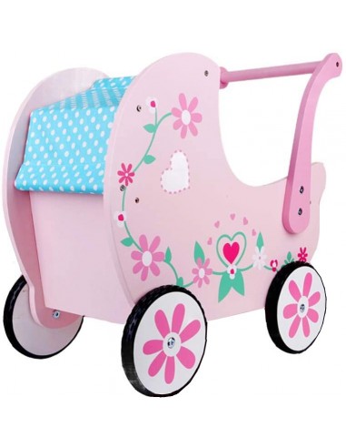 Wózek drewniany różowy