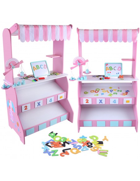 Drewniany sklep różowy