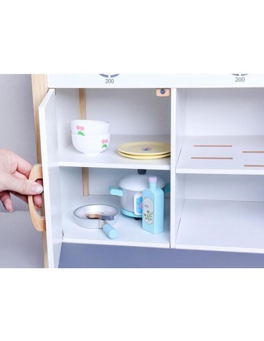 Drewniana kuchnia z pralką