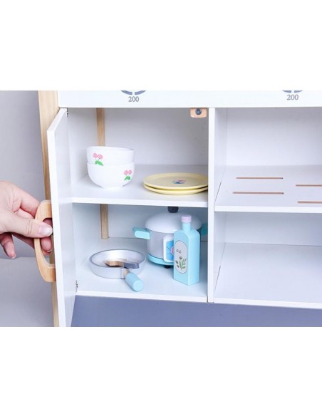 Drewniana kuchnia z pralką