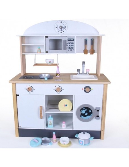 Drewniana kuchnia z pralką