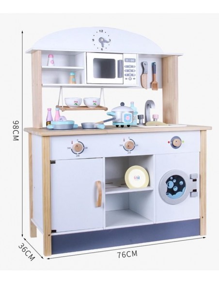 Drewniana kuchnia z pralką