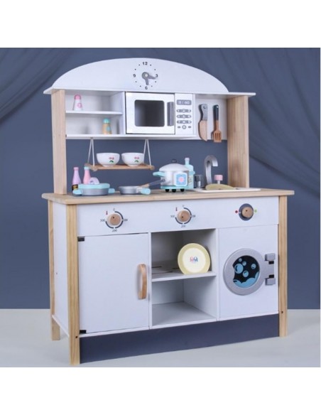 Drewniana kuchnia z pralką