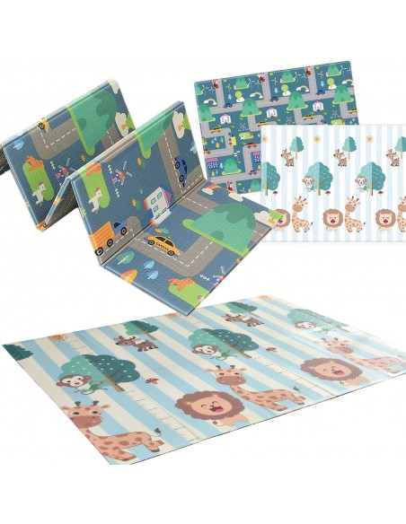 Mata dwustronna piankowa składana ulice 150x200