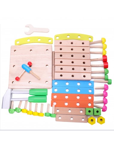 Warsztat dla dzieci drewniany narzędzia klocki
