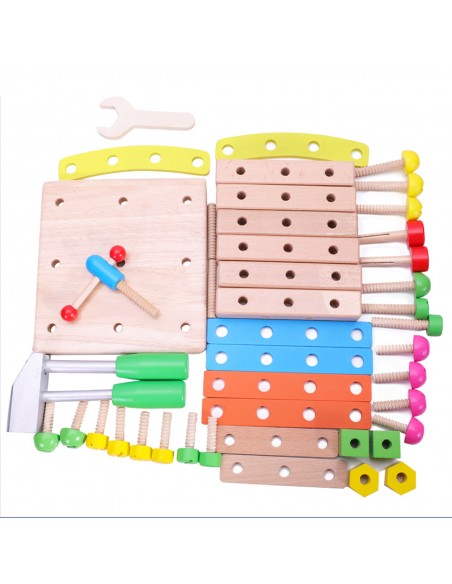 Warsztat dla dzieci drewniany narzędzia klocki