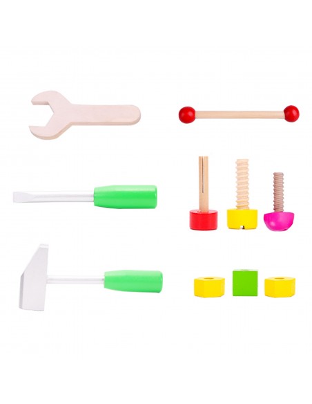 Warsztat dla dzieci drewniany narzędzia klocki