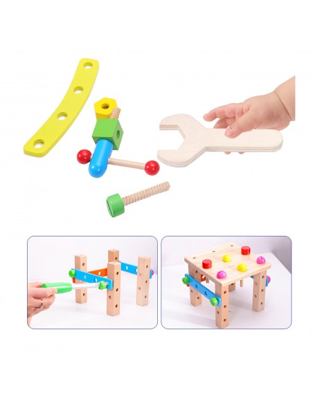 Warsztat dla dzieci drewniany narzędzia klocki