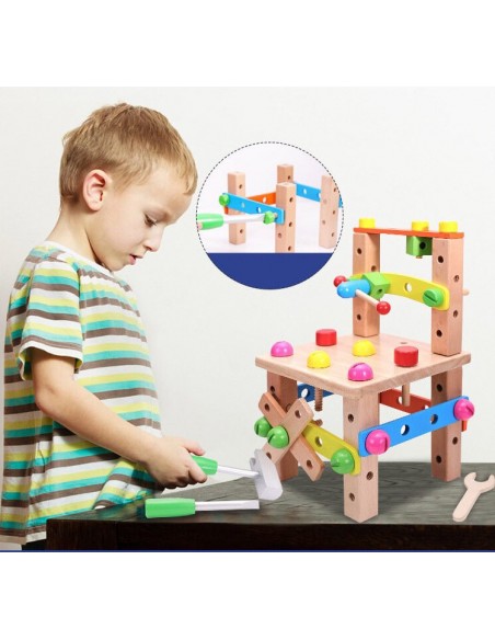 Warsztat dla dzieci drewniany narzędzia klocki