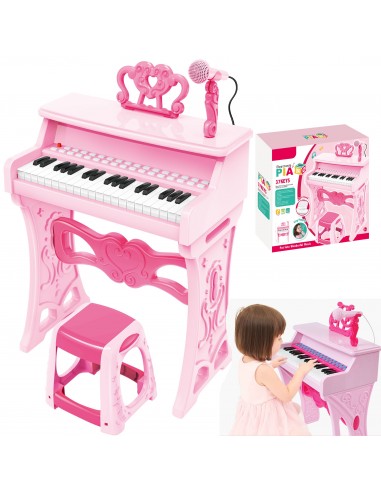 Elektroniczne Pianinko różowe z mikrofonem 
