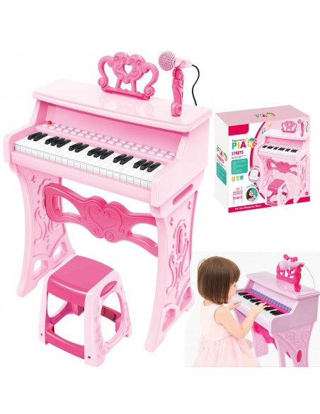 Elektroniczne Pianinko różowe z mikrofonem 