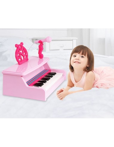 Elektroniczne Pianinko różowe z mikrofonem 