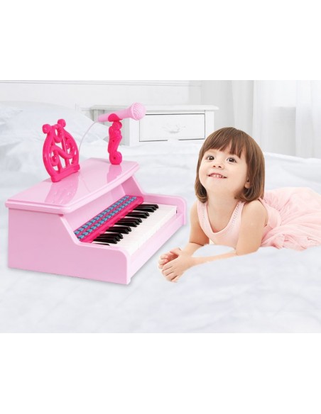 Elektroniczne Pianinko różowe z mikrofonem 