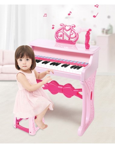 Elektroniczne Pianinko różowe z mikrofonem 