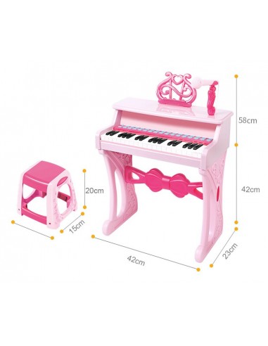 Elektroniczne Pianinko różowe z mikrofonem 