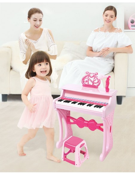 Elektroniczne Pianinko różowe z mikrofonem 