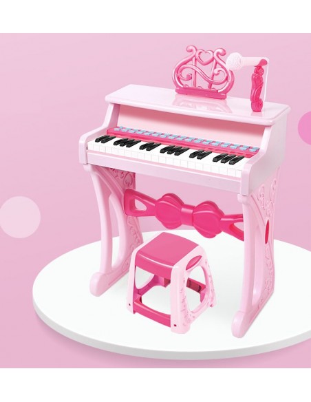 Elektroniczne Pianinko różowe z mikrofonem 