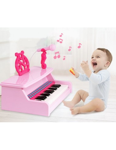 Elektroniczne Pianinko różowe z mikrofonem 