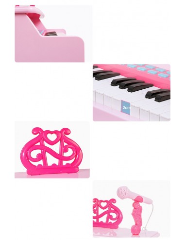 Elektroniczne Pianinko różowe z mikrofonem 