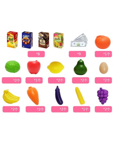 Koszyk wózek na zakupy z owocami warzywami niebieski