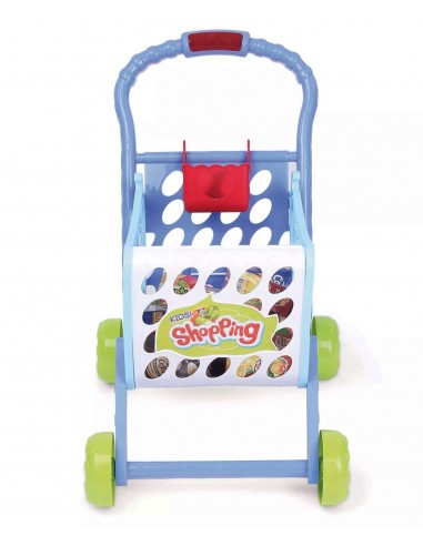 Koszyk wózek na zakupy z owocami warzywami niebieski