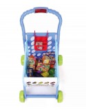 Koszyk wózek na zakupy z owocami warzywami niebieski
