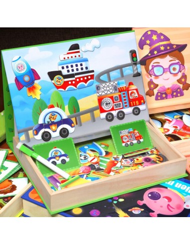 Edukacyjna tablica z magnesami POJAZDY skrzynka