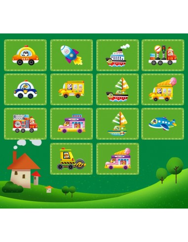 Edukacyjna tablica z magnesami POJAZDY skrzynka