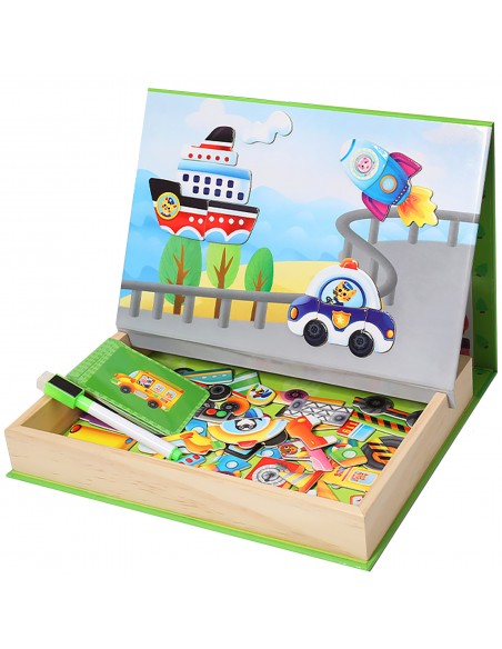 Edukacyjna tablica z magnesami POJAZDY skrzynka