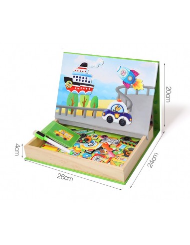 Edukacyjna tablica z magnesami POJAZDY skrzynka