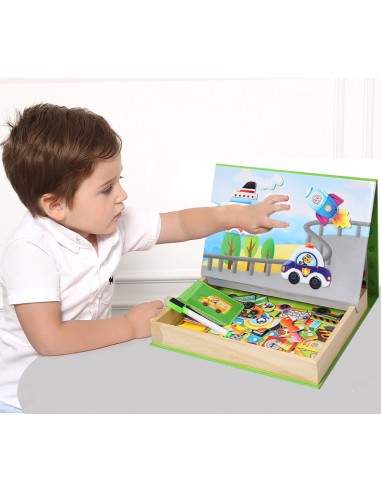 Edukacyjna tablica z magnesami POJAZDY skrzynka