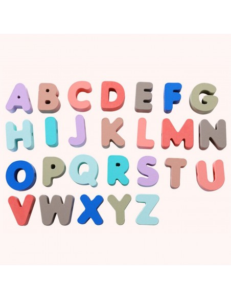 DREWNIANE PUZZLE EDUKACYJNE KLOCKI Alfabet