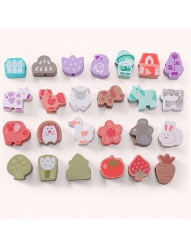 DREWNIANE PUZZLE EDUKACYJNE KLOCKI Alfabet
