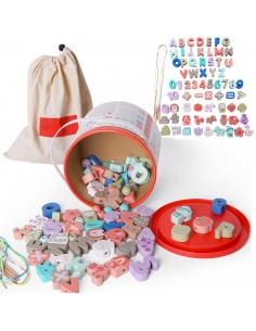 DREWNIANE PUZZLE EDUKACYJNE KLOCKI Alfabet