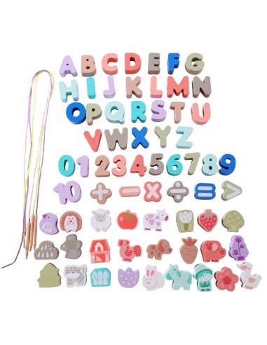 DREWNIANE PUZZLE EDUKACYJNE KLOCKI Alfabet