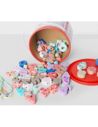 DREWNIANE PUZZLE EDUKACYJNE KLOCKI Alfabet