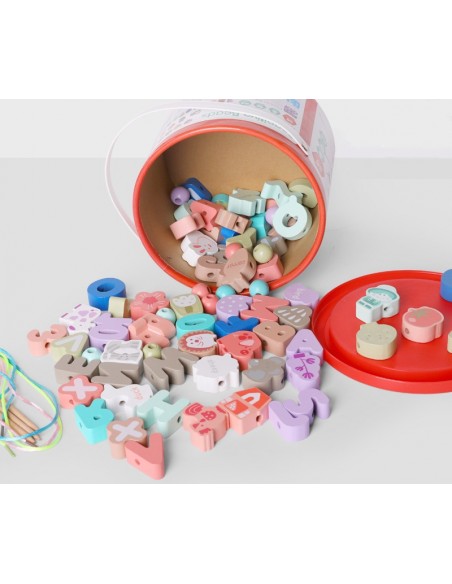 DREWNIANE PUZZLE EDUKACYJNE KLOCKI Alfabet